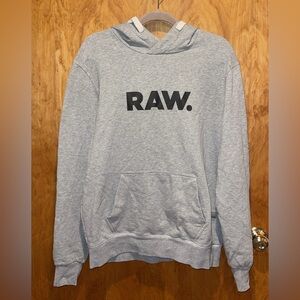 G-Star Raw Unisex Gray With Black Font Hoodie Size XL